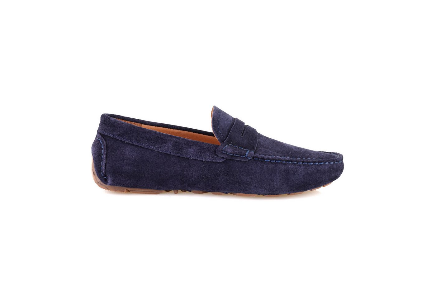 Desa Herren-Slipper aus Wildleder – Lederfutter, Synthetiksohle, flacher A Loafer von Desa