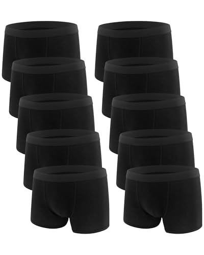 Desanlapi 10er Pack Jungen Boxershorts Unterhose aus Baumwolle Kinder Unterhosen Boy Shorts Junior Boxer Unterwäsche Schwarz 158-164 von Desanlapi