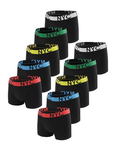 Desanlapi 10er Pack Jungen Boxershorts Unterhose aus Baumwolle Kinder Unterhosen Boy Shorts Junior Boxer Unterwäsche mit Farbige Elasticbund 170-176 von Desanlapi