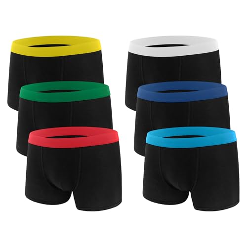 Desanlapi 6er Pack Jungen Boxershorts Unterhose aus Baumwolle Kinder Unterhosen Boy Shorts Junior Boxer Unterwäsche mit Farbige Elasticbund 158-164 von Desanlapi