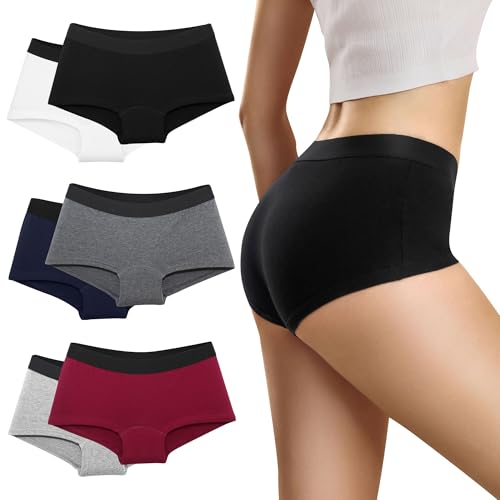 Desanlapi Boxershorts Damen Baumwolle Panties Damen Hotpants Damen Unterwäsche Frauen Boxershorts Sportunterwäsche für Damen Pantys 6er Pack Klassisch Mehrfarbig XL von Desanlapi