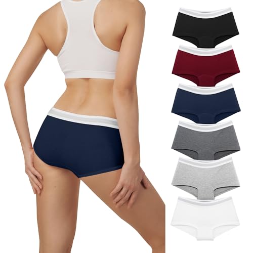 Desanlapi 6er Pack Boxershorts Unterhosen Damen Baumwolle Unterwäsche Hipsters Atmungsaktive Panties Damen mit Weicher dehnbarer Bund Mehrfarbig F L von Desanlapi