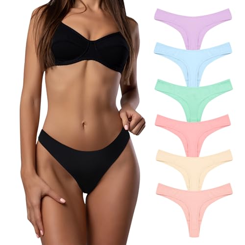 Desanlapi String Tanga Damen Baumwolle Seamless Slips Unterwäsche Frauen Unterhosen Damen Nahtlos Thong Panties 6er Pack Ohne Naht Underwear Women Baumwoll XL von Desanlapi