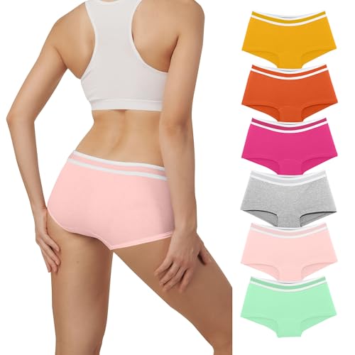 Desanlapi 6er Pack Boxershorts Unterhosen Damen Baumwolle Unterwäsche Hipsters Atmungsaktive Panties Damen mit Weicher dehnbarer Bund MU2 L von Desanlapi