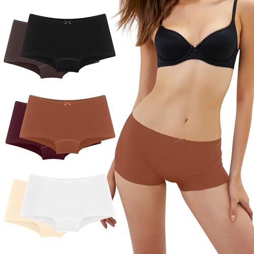 Desanlapi Pantys Damen Baumwolle Boxershorts Frauen Panties Baumwoll-Slips für Damen Hotpants Hipsters 6er Pack Weich Bequem Shorts Unterwäsche Maillard Mehrfarbig S von Desanlapi
