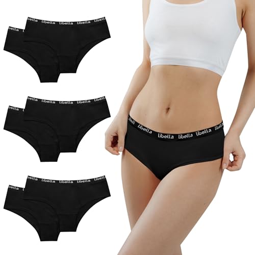 Desanlapi Unterhosen Teenager Mädchen Baumwolle Unterwäsche Stretch Slips Bequem Pantys Mädchen Schlüpfer für Teen 8-10 Jahren 6er Pack Schwarz XS von Desanlapi