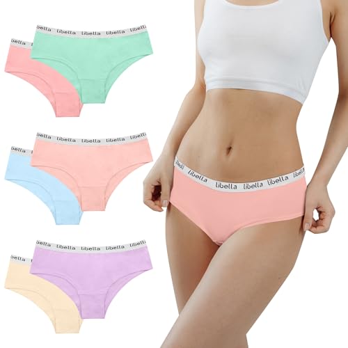 Desanlapi Unterhosen Teenager Mädchen Baumwolle Unterwäsche Stretch Slips Bequem Pantys Mädchen Schlüpfer für Teen 12-14 Jahren 6er Pack Macaron-Farbe M von Desanlapi