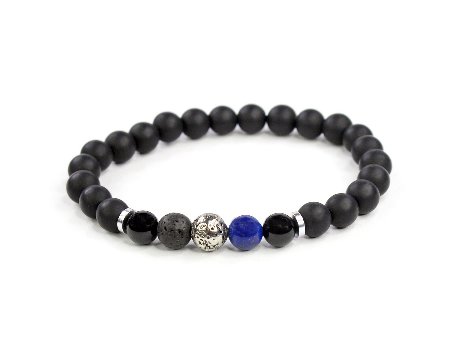 Elegantes Armband Aus Schwarzem Onyx Und Lapis Lazuli Perlen Matt Steinarmband Für Sie Ihn Unisex Blau Schwarz Herrenarmband Geschenk Elegantes Armband Aus Schwarzem Onyx Und Lapis Lazuli Perlen Matt Steinarmband Für Sie Ihn Unisex Blau Schwarz Herrenarmband Geschenk von DescaderoBijoux