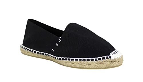 Klassische Espadrilles aus Canvas mit Jutesohle, Schwarz , 45 EU von Desconocido