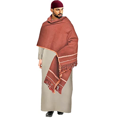 Afghanische Herren Karbala Lange Pashtun Patoo Decke Wolle Schal Langer Schal Wrap Eid Hajj Umrah Geschenk PATU Warm Kalt Winter Kopf FBA, braun, Extra wide von Desert Dress