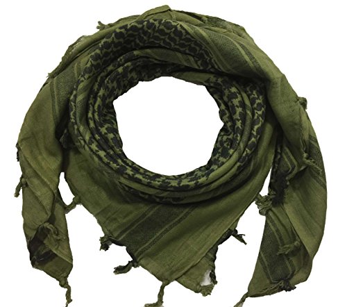 Desert Hawk Tactical BW Shemag Scarf, PLO Schal, Palästinenser Arafat-Tuch, 110x110 cm, 100% Baumwolle (Oliv/Schwarz) von Desert Hawk Tactical