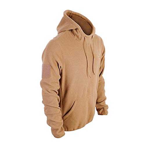 Desert Hawk Tactical Taktischer BW Fleece Pullover mit Hoheitsabzeichen BW Hoodie mit Klett + Rubber Patch (as3, Alpha, l, Regular, Regular, Coyote) von Desert Hawk Tactical