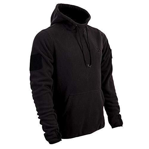 Desert Hawk Tactical Taktischer BW Fleece Pullover mit Hoheitsabzeichen BW Hoodie mit Klett + Rubber Patch (as3, Alpha, l, Regular, Regular, Schwarz) von Desert Hawk Tactical