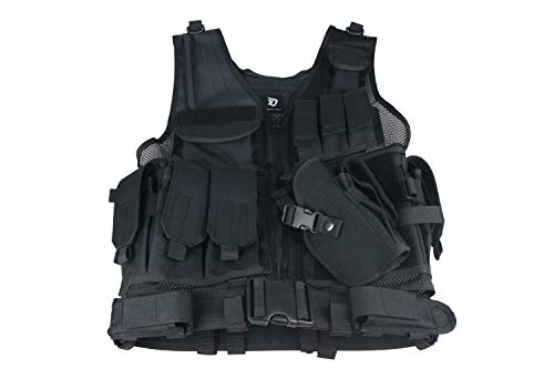 Desert Hawk Tactical USMC SWAT Einsatzweste mit Koppel Jagd Molle Weste (Schwarz) von Desert Hawk Tactical