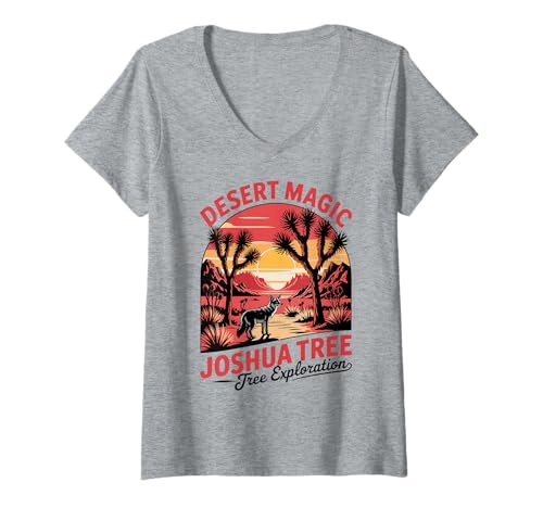 Damen Joshua Tree Dreamscape Wüstenforscher - Joshua Tree Park T-Shirt mit V-Ausschnitt Damen Joshua Tree Dreamscape Wüstenforscher - Joshua Tree Park T-Shirt mit V-Ausschnitt von Desert Magic Joshua Tree Desert Adventure