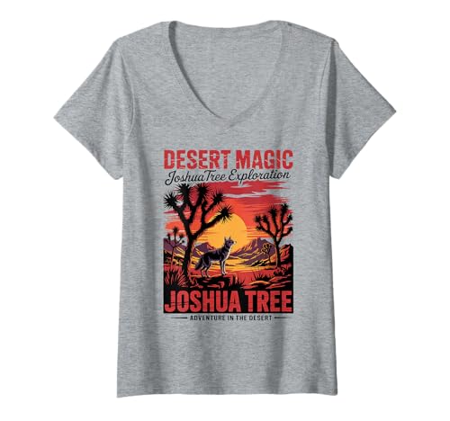Damen Joshua Tree Magic Cactus Canyon - Joshua Tree Nationalpark T-Shirt mit V-Ausschnitt Damen Joshua Tree Magic Cactus Canyon - Joshua Tree Nationalpark T-Shirt mit V-Ausschnitt von Desert Magic Joshua Tree Desert Adventure