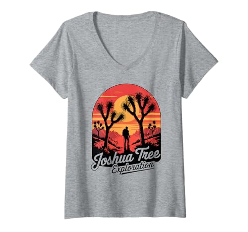 Damen Wild-Joshua-Tree-Nationalpark T-Shirt mit V-Ausschnitt Damen Wild-Joshua-Tree-Nationalpark T-Shirt mit V-Ausschnitt von Desert Magic Joshua Tree Desert Adventure