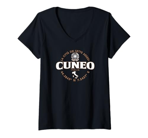 Damen Cuneo Italien Label Koordinaten 2C T-Shirt mit V-Ausschnitt Damen Cuneo Italien Label Koordinaten 2C T-Shirt mit V-Ausschnitt von Desert Merch Cuneo Italy Shop