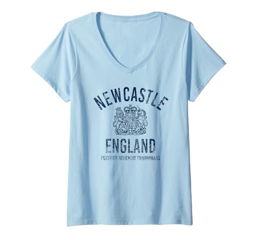 Damen Marineblauer Aufdruck in Newcastle, England T-Shirt mit V-Ausschnitt Damen Marineblauer Aufdruck in Newcastle, England T-Shirt mit V-Ausschnitt von Desert Merch Newcastle England Shop