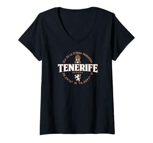 Damen Teneriffa Spanien Label Koordinaten 2C T-Shirt mit V-Ausschnitt Damen Teneriffa Spanien Label Koordinaten 2C T-Shirt mit V-Ausschnitt von Desert Merch Tenerife Spain Shop