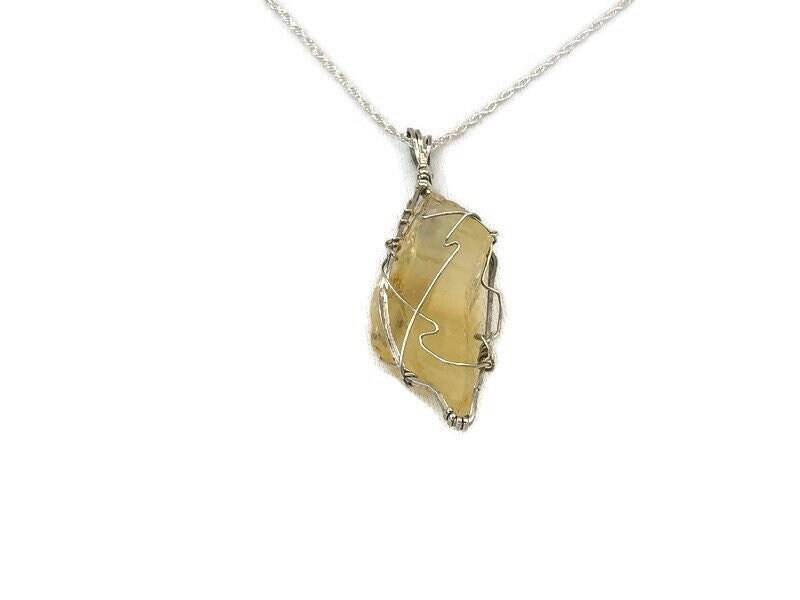 Natürlicher Citrin Gewickelt in Sterling Silber An Kette von DesertJewelsandRagz