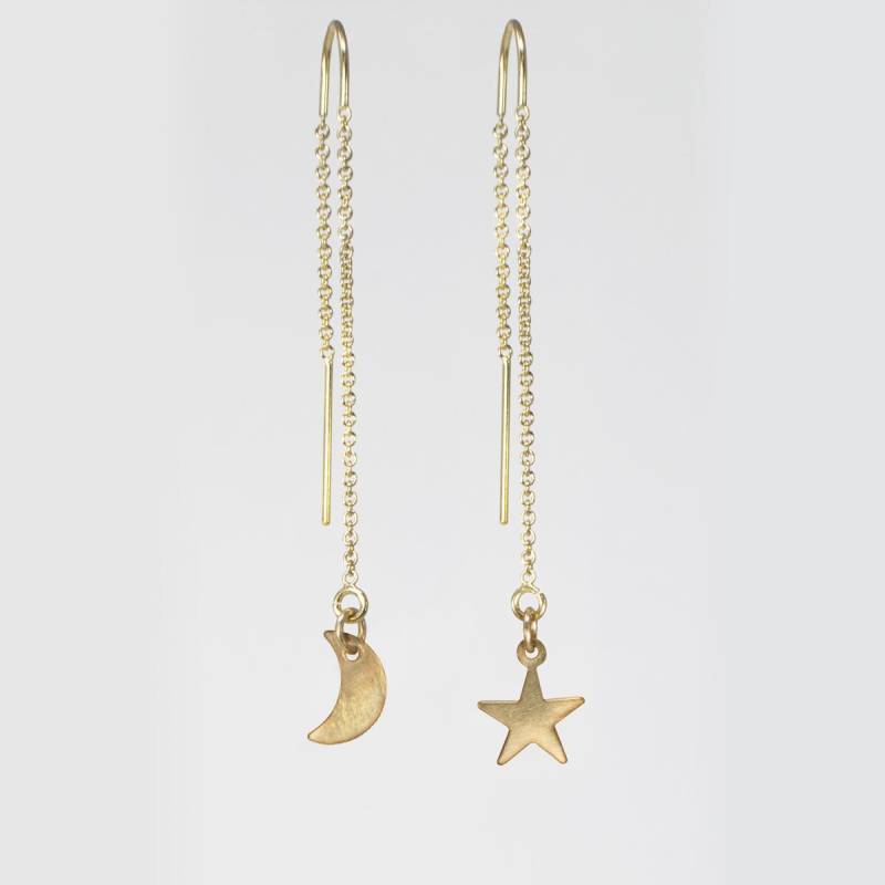 Celestial Threader Ohrringe, Einfädler Mond Und Sterne Tropfen Kronleuchter Boho Ohrringe von DesertMineJewelry