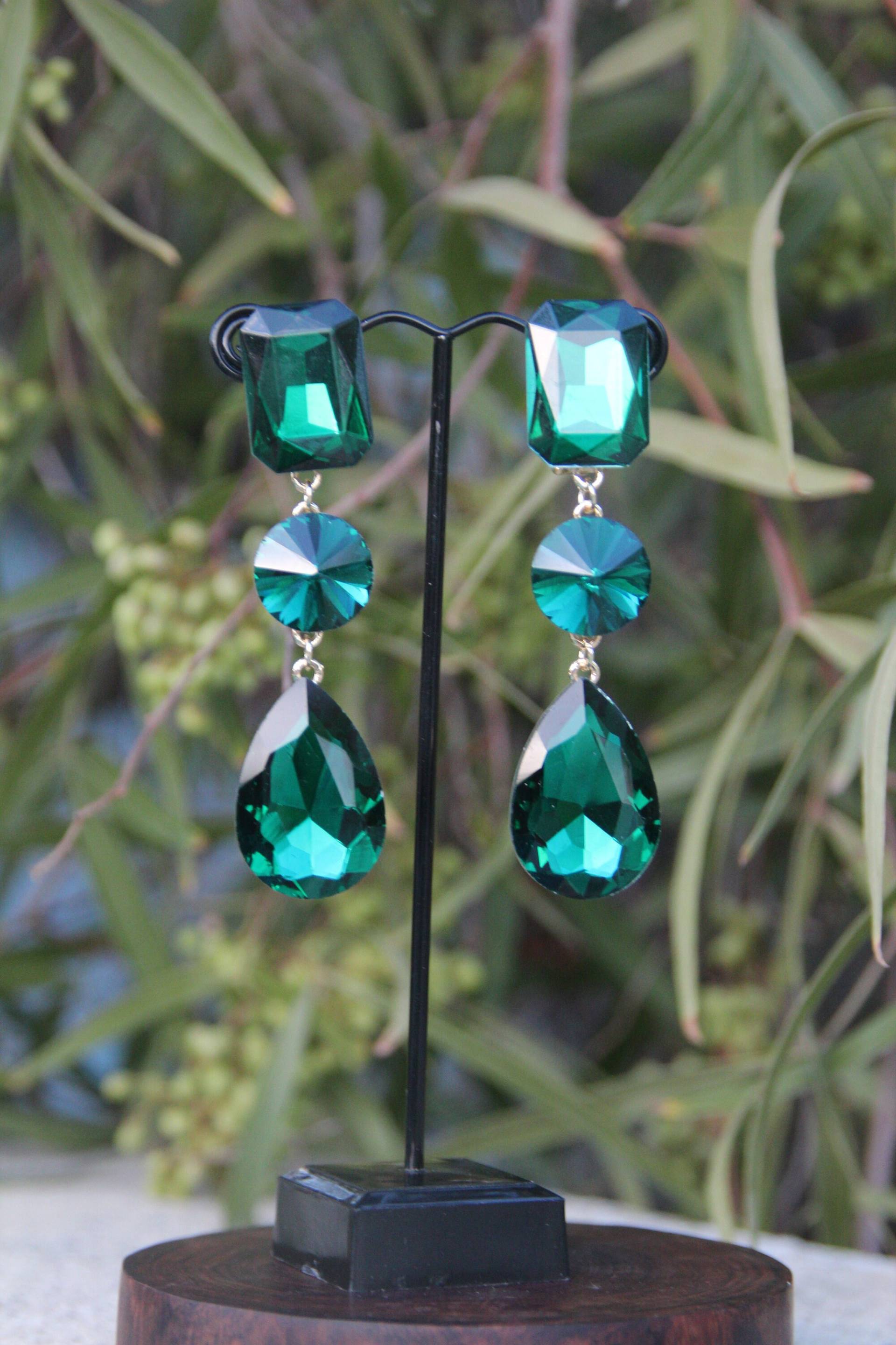 Smaragd Ohrringe, Smaragdgrüne Smaragd-Clips, Smaragdohrringe, Lange Clips Smaragd Ohrringe, Smaragdgrüne Smaragd-Clips, Smaragdohrringe, Lange Clips von DesertRoseDesigns10