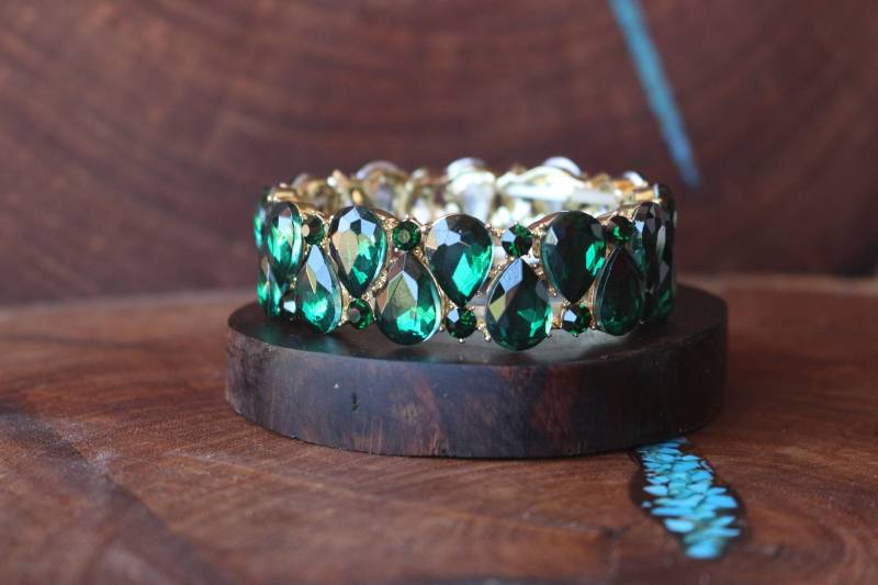 Smaragd Strass Armband, Grün Stretch Urlaub Armband von DesertRoseDesigns10