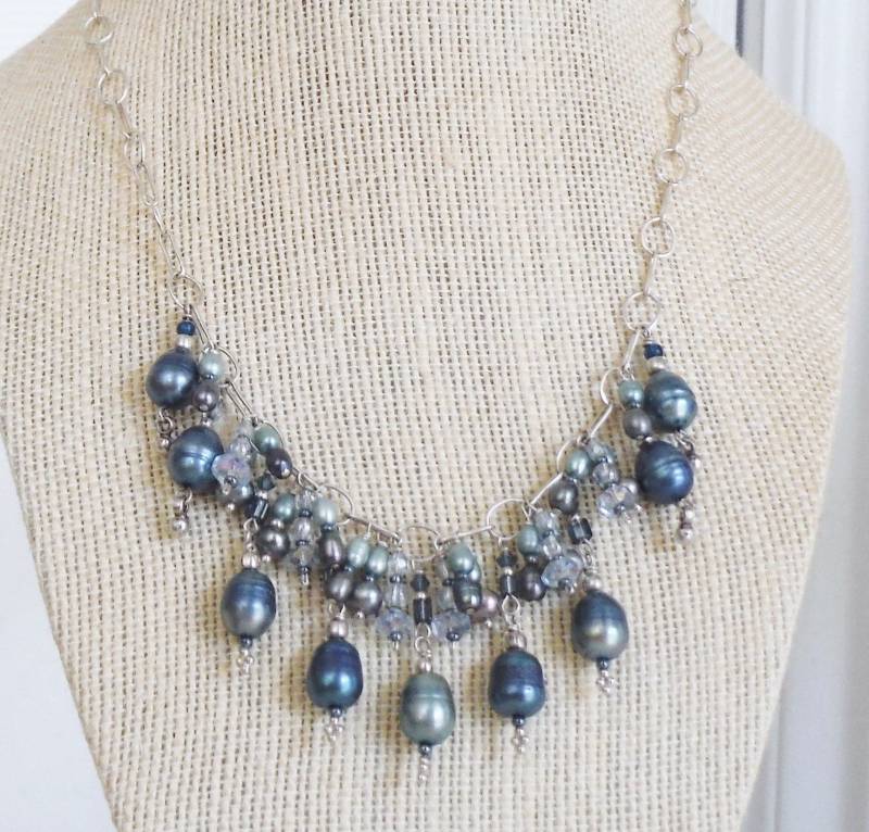 Echte Süßwasser-Zuchtperlen Und Sterling Silber Halskette von DesertSunriseCreativ