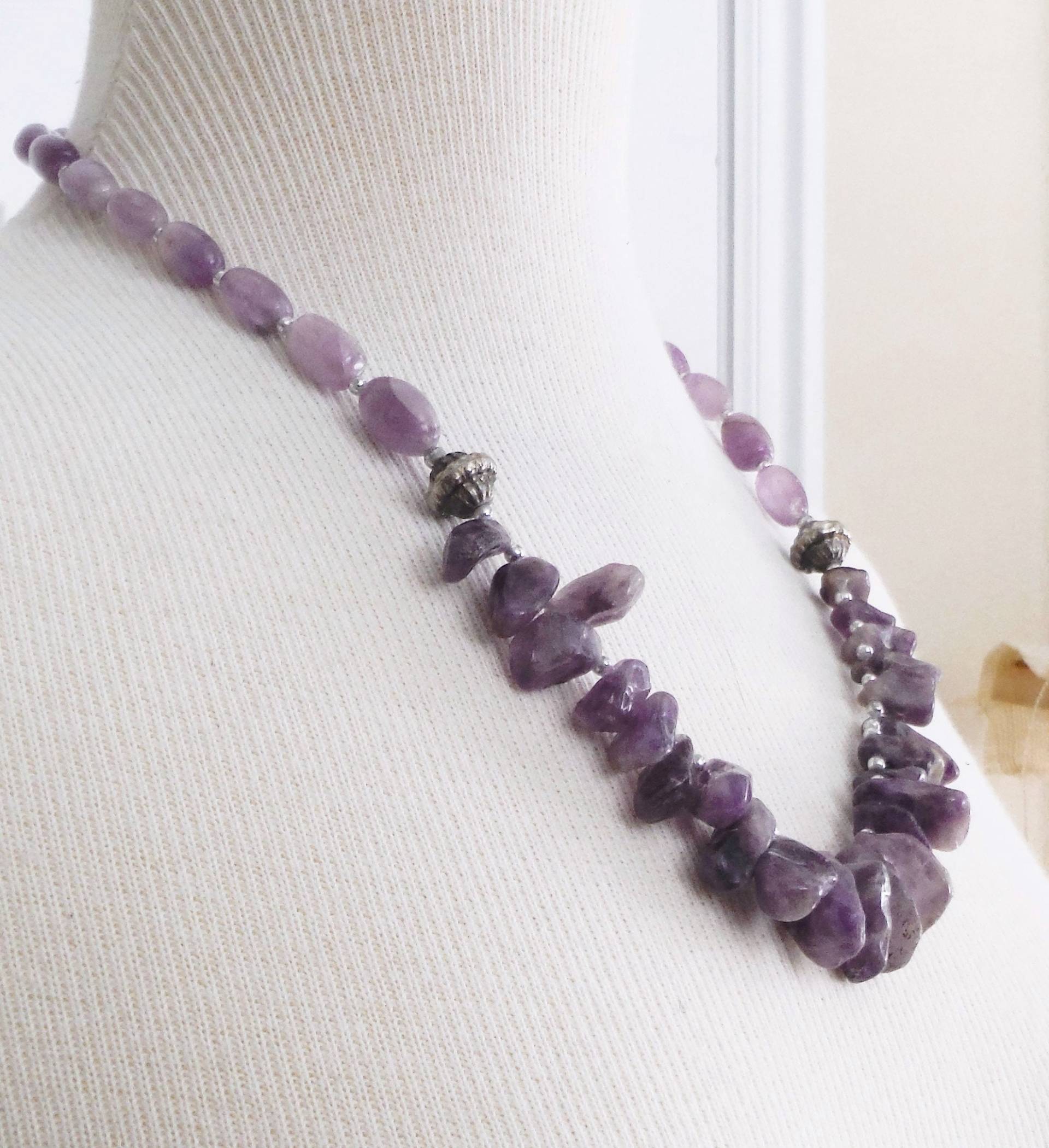 Grobstrick Amethyst Und Silber Halskette Grobstrick Amethyst Und Silber Halskette von DesertSunriseCreativ