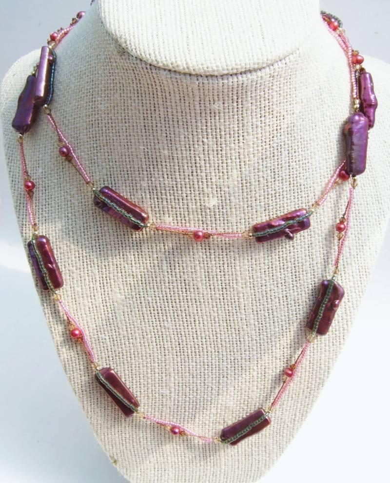 Merlot Fancy Stick Pearl Lange Halskette Merlot Fancy Stick Pearl Lange Halskette von DesertSunriseCreativ