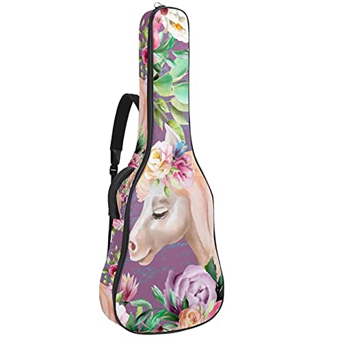 Gitarrentasche kinder Einhorn lila Blumen Gitarrentasche 40 41 Zoll Gigbag Rucksack Wasserdichte Oxford Gitarre Tasche Gepolsterter Weicher Gitarrenkoffer 109x43x12cm von Desheze