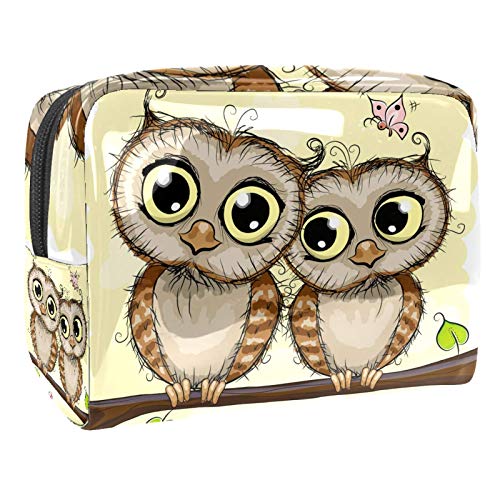 Kosmetiktasche Zwei Cartoon-Eule Kulturbeutel Reise Make Up Tasche wasserdichte Organizer Multifunktions für Make-up Pinsel Lidschatten Lippenstifte 18.5x7.5x13cm von Desheze