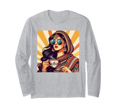 Indisches Mädchen Indian Masala Chai Bollywood Treffen Sie Mich in Indien Langarmshirt von Desi Girl Meet Me In India Funny Indian