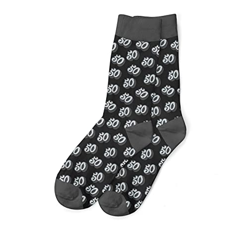 Socken zum 50. Geburtstag, Andenken für Herren, Alter 50, Größe 6–11 Gr. Einheitsgröße, Schwarz von Design, Invent, Print!