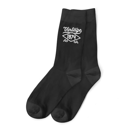 Socken zum 50. Geburtstag für Herren, klassisches Vintage-Design, Schwarz, Größe 39-45 von Design, Invent, Print!