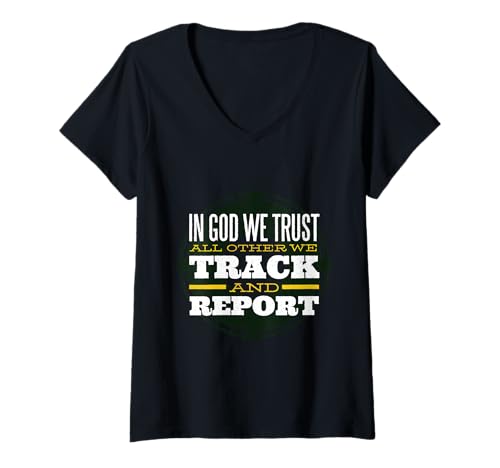 Damen In God we Trust All Other we Track and Report Gott Jesus T-Shirt mit V-Ausschnitt Damen In God we Trust All Other we Track and Report Gott Jesus T-Shirt mit V-Ausschnitt von Design Geschenk Versteck Oder Bist Liebt Einfache