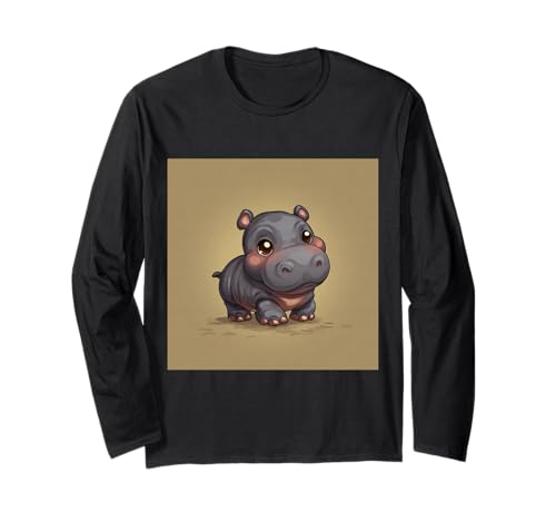 Niedliches Cartoon-Nilpferd im Chibi-Stil süßes Baby-Nilpfer Langarmshirt Niedliches Cartoon-Nilpferd im Chibi-Stil süßes Baby-Nilpfer Langarmshirt von Design Hippopotamus cute theme