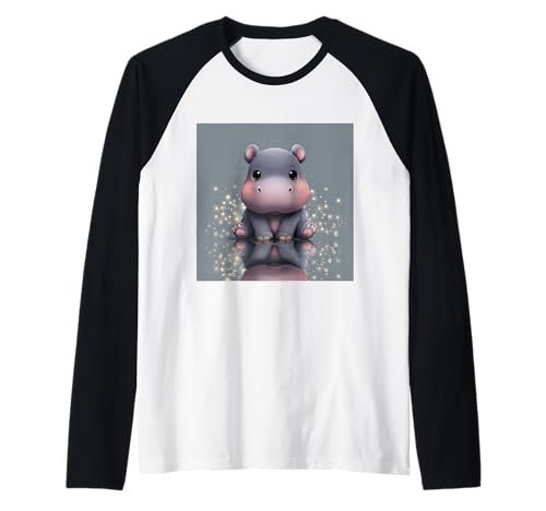 Niedliches Cartoon-Nilpferd im Chibi-Stil süßes Baby-Nilpfer Raglan Niedliches Cartoon-Nilpferd im Chibi-Stil süßes Baby-Nilpfer Raglan von Design Hippopotamus cute theme