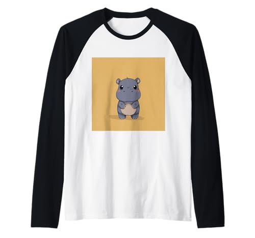 Niedliches Cartoon-Nilpferd im Chibi-Stil süßes Baby-Nilpfer Raglan Niedliches Cartoon-Nilpferd im Chibi-Stil süßes Baby-Nilpfer Raglan von Design Hippopotamus cute theme