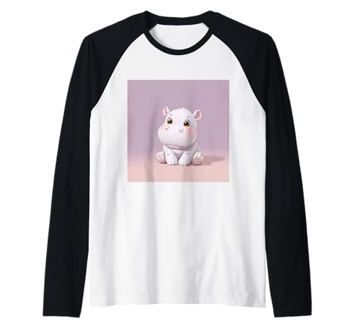 Niedliches Cartoon-Nilpferd im Chibi-Stil süßes Baby-Nilpfer Raglan Niedliches Cartoon-Nilpferd im Chibi-Stil süßes Baby-Nilpfer Raglan von Design Hippopotamus cute theme