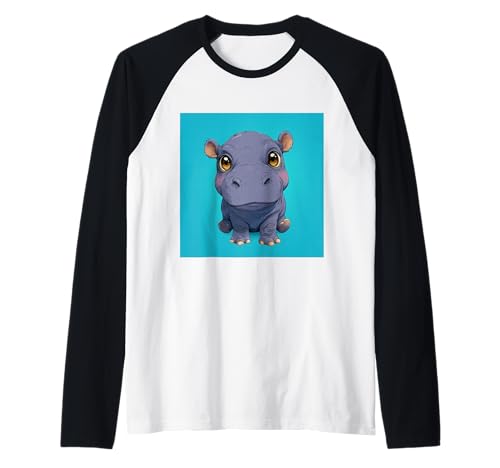 Niedliches Cartoon-Nilpferd im Chibi-Stil süßes Baby-Nilpfer Raglan Niedliches Cartoon-Nilpferd im Chibi-Stil süßes Baby-Nilpfer Raglan von Design Hippopotamus cute theme