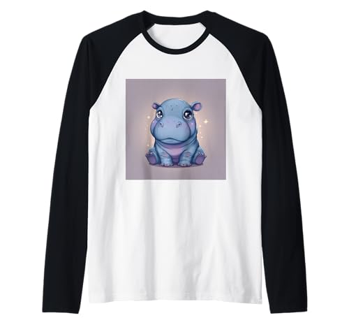 Niedliches Cartoon-Nilpferd im Chibi-Stil süßes Baby-Nilpfer Raglan Niedliches Cartoon-Nilpferd im Chibi-Stil süßes Baby-Nilpfer Raglan von Design Hippopotamus cute theme