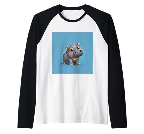 Niedliches Cartoon-Nilpferd im Chibi-Stil süßes Baby-Nilpfer Raglan Niedliches Cartoon-Nilpferd im Chibi-Stil süßes Baby-Nilpfer Raglan von Design Hippopotamus cute theme