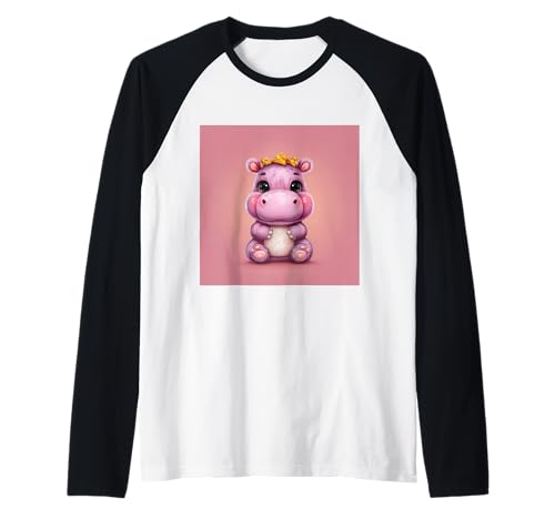 Niedliches Cartoon-Nilpferd im Chibi-Stil süßes Baby-Nilpfer Raglan Niedliches Cartoon-Nilpferd im Chibi-Stil süßes Baby-Nilpfer Raglan von Design Hippopotamus cute theme