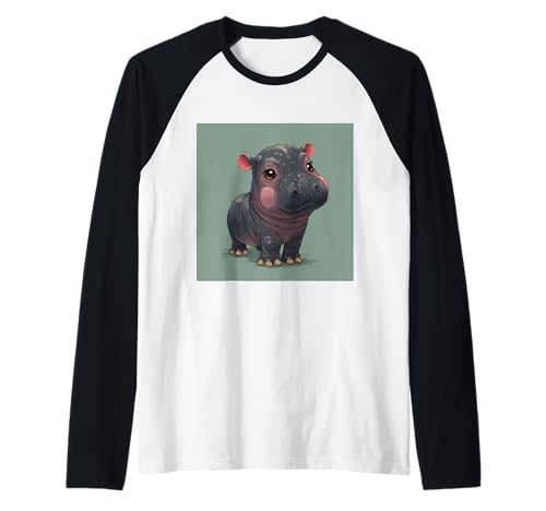 Niedliches Cartoon-Nilpferd im Chibi-Stil süßes Baby-Nilpfer Raglan Niedliches Cartoon-Nilpferd im Chibi-Stil süßes Baby-Nilpfer Raglan von Design Hippopotamus cute theme