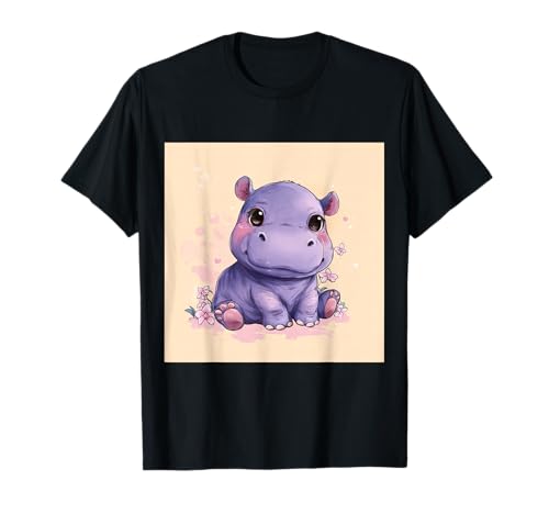 Niedliches Cartoon-Nilpferd im Chibi-Stil süßes Baby-Nilpfer T-Shirt Niedliches Cartoon-Nilpferd im Chibi-Stil süßes Baby-Nilpfer T-Shirt von Design Hippopotamus cute theme