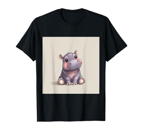 Niedliches Cartoon-Nilpferd im Chibi-Stil süßes Baby-Nilpfer T-Shirt von Design Hippopotamus cute theme