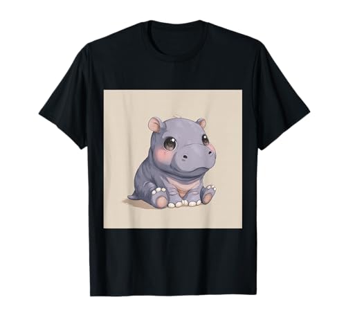 Niedliches Cartoon-Nilpferd im Chibi-Stil süßes Baby-Nilpfer T-Shirt Niedliches Cartoon-Nilpferd im Chibi-Stil süßes Baby-Nilpfer T-Shirt von Design Hippopotamus cute theme