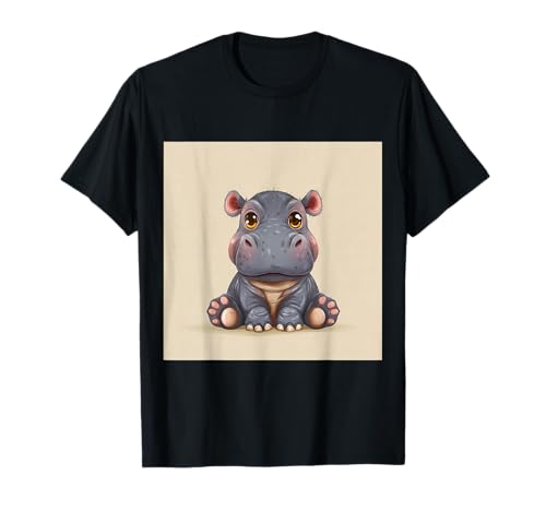 Niedliches Cartoon-Nilpferd im Chibi-Stil süßes Baby-Nilpfer T-Shirt Niedliches Cartoon-Nilpferd im Chibi-Stil süßes Baby-Nilpfer T-Shirt von Design Hippopotamus cute theme